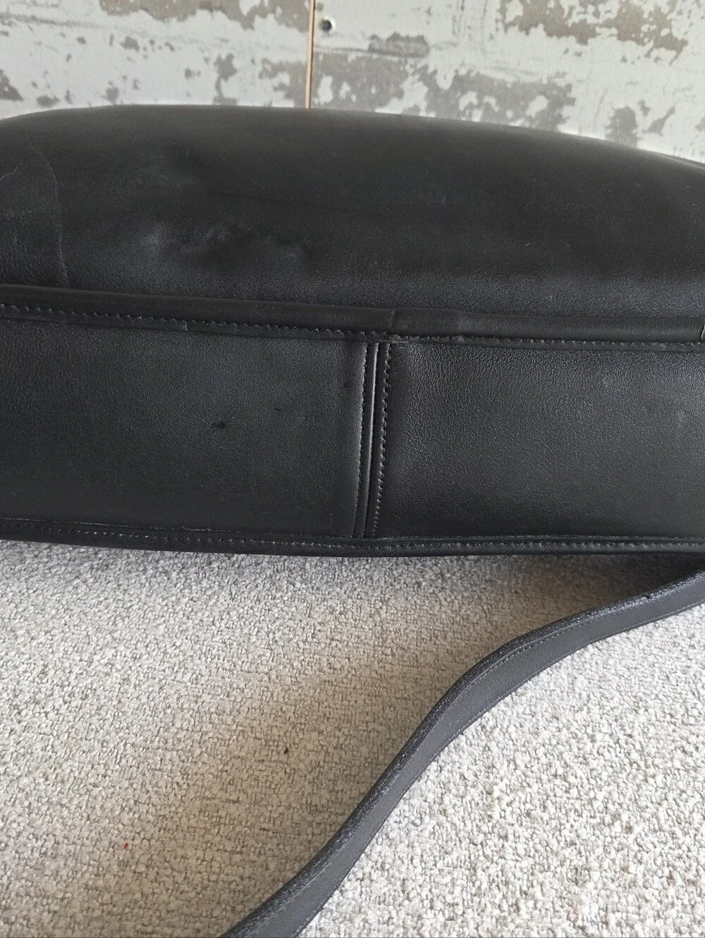 Coach Black Leather Laptop Briefcase with Gold Hardware and Removable Strap